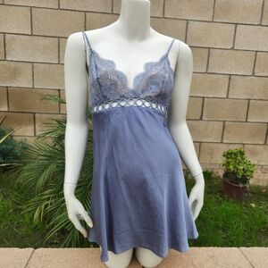 Victoria's Secret Lace Lined Babydoll Nightgown Sexy NIghtwear Size Large Gray